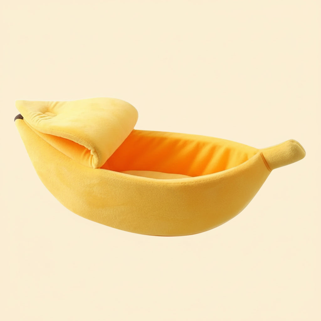 Banana Pet Bed, Cute Funny Fruit Bed with Removable Cushion for Dogs, Indoor Cats, Rabbits, Small Animals, Yellow