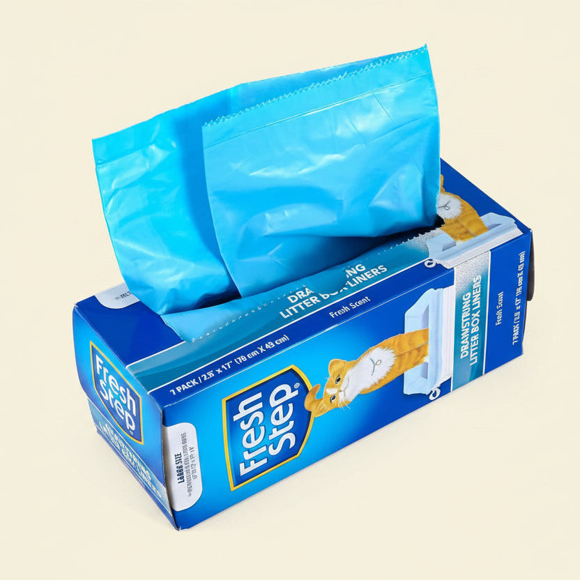 Drawstring Cat Litter Box Liners, Scented Heavy Duty Kitty Litter Bags for Large Oval or Rectangle Pans, Helps Contain Odor and Mess, Easy Lift Out Cleanup, 2.5 Ft X 17 In, 7 Count | Heavy-Duty Bags for Large Oval or Rectangle Pans, Drawstring Closure for Easy, Mess-Free Lift-Out Cleanup