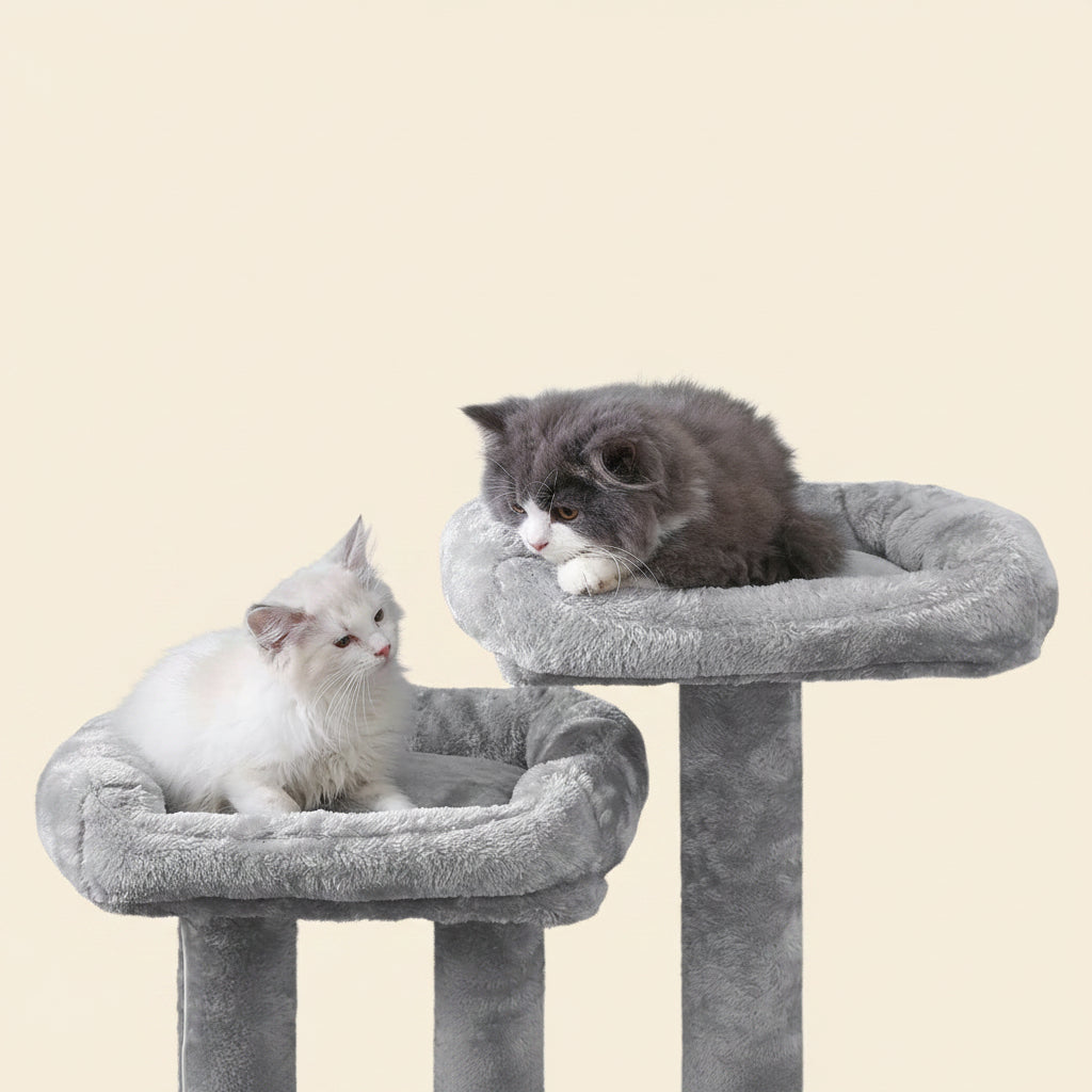 Cat Tree Tower Sisal Scratching Post Cat Condos Climbing Perch with Basket Cat House for Play Kitty Activity Center MMJ51L