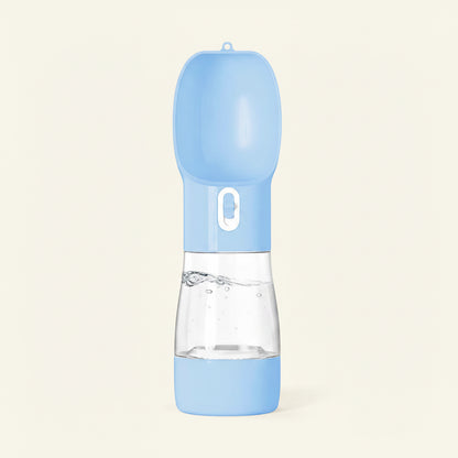 Portable Dog Water Bottle with Food Container Dishwasher Safe-Blue | 3 IN1 Drinking Bottle for Pet Puppy Outdoor Walking Hiking Travel | BPA Free Leak Proof Dog Water Dispenser with Bowl