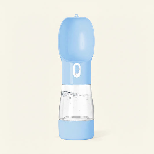Portable Dog Water Bottle with Food Container Dishwasher Safe-Blue | 3 IN1 Drinking Bottle for Pet Puppy Outdoor Walking Hiking Travel | BPA Free Leak Proof Dog Water Dispenser with Bowl