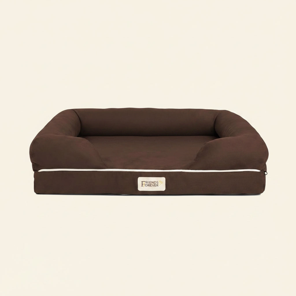 Orthopedic Dog Bed, Memory Foam Pet Sofa, Calming Dog Couch, Water Resistant Pet Bed, Washable Cover, Non-Slip Bottom, Chester, Cocoa Brown, 25" X 20" X 5.5"
