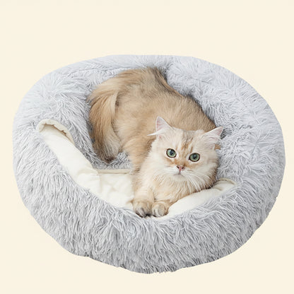Calming Dog Beds & Cat Cave Bed with Hooded Cover,Removable Washable round Beds for Small Medium Pets,Anti-Slip Faux Fur Fluffy Coved Bed for Improved Sleep,Fits up to 11 Lbs