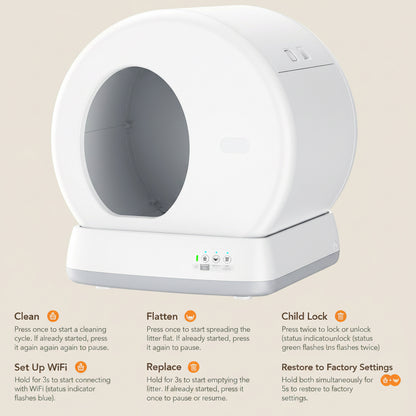 Self-Cleaning Cat Litter Box, Automatic Cat Litter Box with APP Control, Safety Sensors, Odor Isolation & Health Monitoring