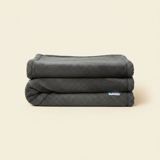 Waterproof Dog Blanket for Large Dog Pet, 90X90 Queen, Dark Grey | 460 GSM Sherpa Fleece Reversible, Pee Proof Cat Blanket, Furniture Protector Cover for Bed Sofa Kennel, Washable, Queen Size