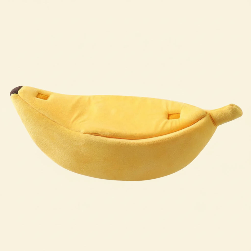 Banana Pet Bed, Cute Funny Fruit Bed with Removable Cushion for Dogs, Indoor Cats, Rabbits, Small Animals, Yellow