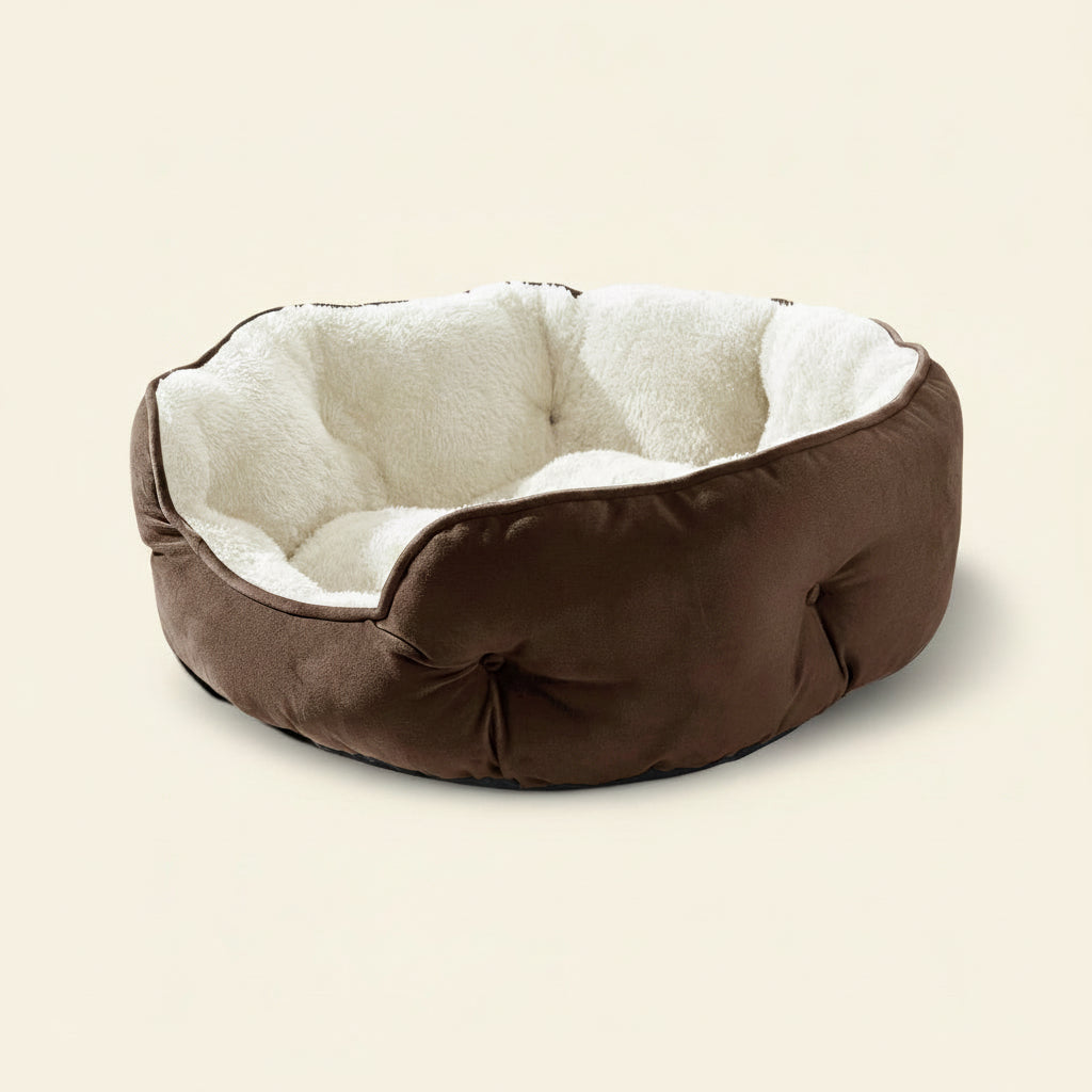 Small Dog Bed for Small Dogs, Cat Beds for Indoor Cats, Pet Bed for Puppy and Kitty, Extra Soft & Machine Washable with Anti-Slip & Water-Resistant Oxford Bottom, Brown, 20 Inches