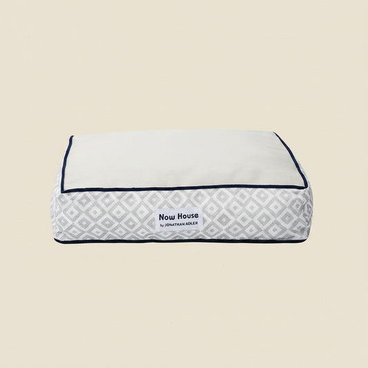 Jonathan Adler Now House for Pets Grey Diamond Cushion Dog Bed, Small Dog Bed, Machine Washable, Cotton/Poly Blend, 17X22X5 Inches