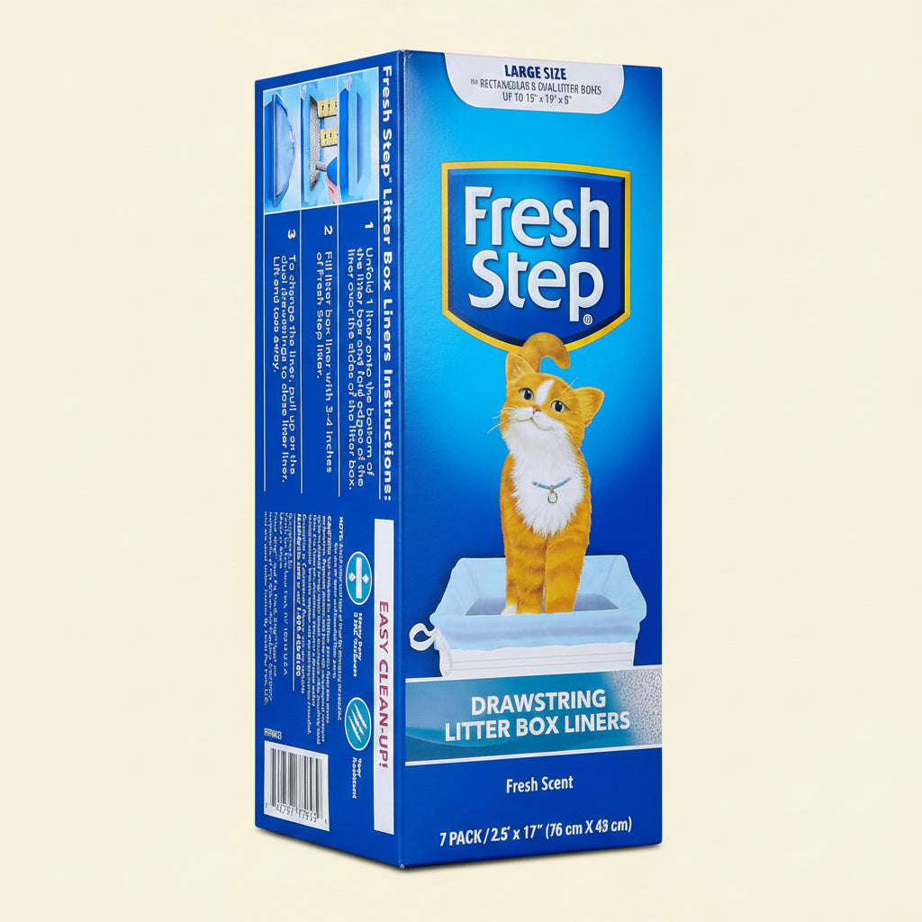 Drawstring Cat Litter Box Liners, Scented Heavy Duty Kitty Litter Bags for Large Oval or Rectangle Pans, Helps Contain Odor and Mess, Easy Lift Out Cleanup, 2.5 Ft X 17 In, 7 Count | Heavy-Duty Bags for Large Oval or Rectangle Pans, Drawstring Closure for Easy, Mess-Free Lift-Out Cleanup
