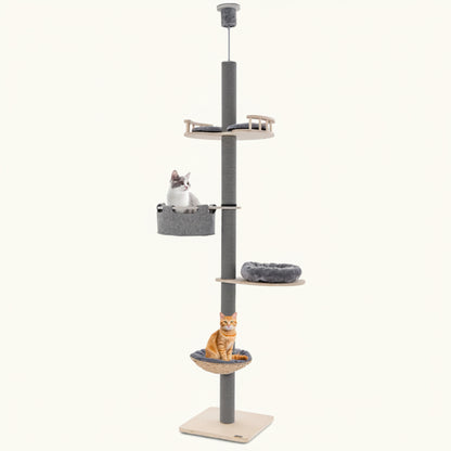 Floor to Ceiling Cat Tree with 93 Inch-107 Inch Adjustable Height