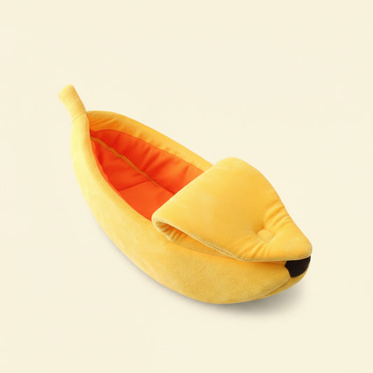 Banana Pet Bed, Cute Funny Fruit Bed with Removable Cushion for Dogs, Indoor Cats, Rabbits, Small Animals, Yellow
