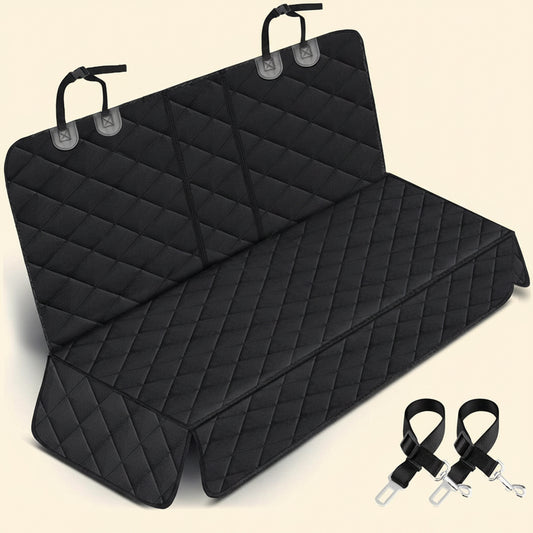 Dog Car Seat Cover, Back Seat Cover for Dogs Pet Car Seat Protector | Waterproof Rear Seat Cover Durable Car Seat Cover, Fits Middle Armrest for Most Cars Suvs Trucks (53” Width)- Black