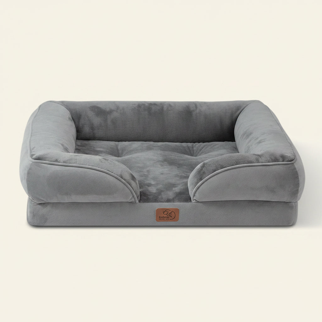 Bedsure Orthopedic Dog Bed Medium with Removable Washable Cover, 28" Grey | Classic Dog Couch Sofa Waterproof, Cozy Bolster Sides, Nonslip Bottom, Comfy Pet Bed for Puppies, Cats, Senior Dogs, Dog Gift