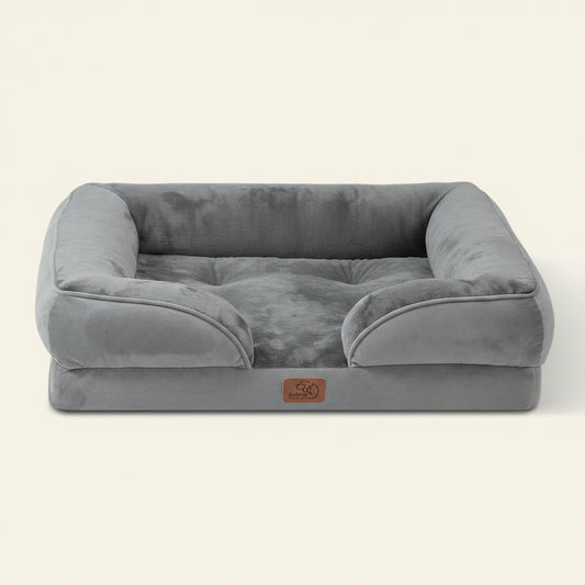 Bedsure Orthopedic Dog Bed Medium with Removable Washable Cover, 28" Grey | Classic Dog Couch Sofa Waterproof, Cozy Bolster Sides, Nonslip Bottom, Comfy Pet Bed for Puppies, Cats, Senior Dogs, Dog Gift