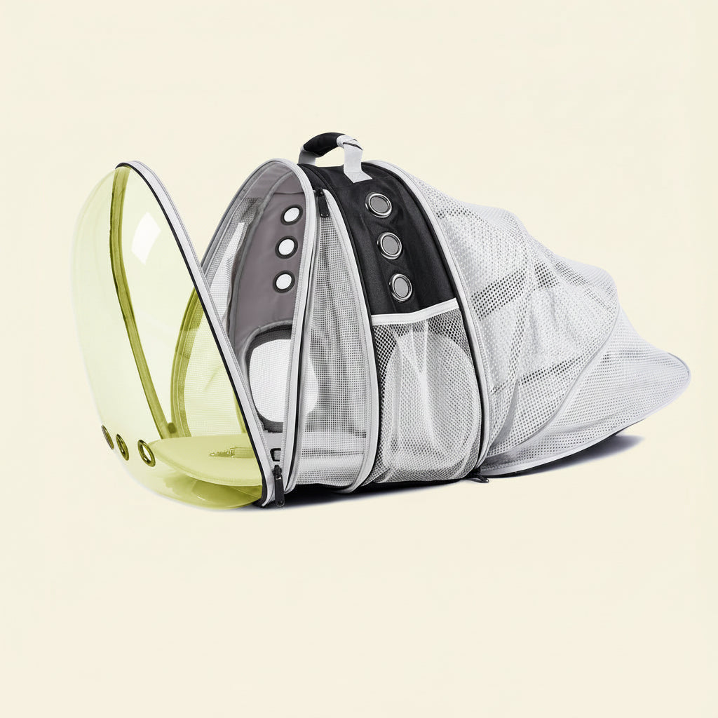 Dual Expandable Polarized Cat Backpack Carrier, Fit up to 20 Lbs, Expandable Front & Back Space Capsule Polarized Bubble Pet Carrier for Large Cat and Small Dog, Pet Carrying Hiking Traveling Backpack