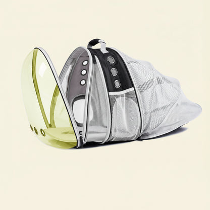 Dual Expandable Polarized Cat Backpack Carrier, Fit up to 20 Lbs, Expandable Front & Back Space Capsule Polarized Bubble Pet Carrier for Large Cat and Small Dog, Pet Carrying Hiking Traveling Backpack