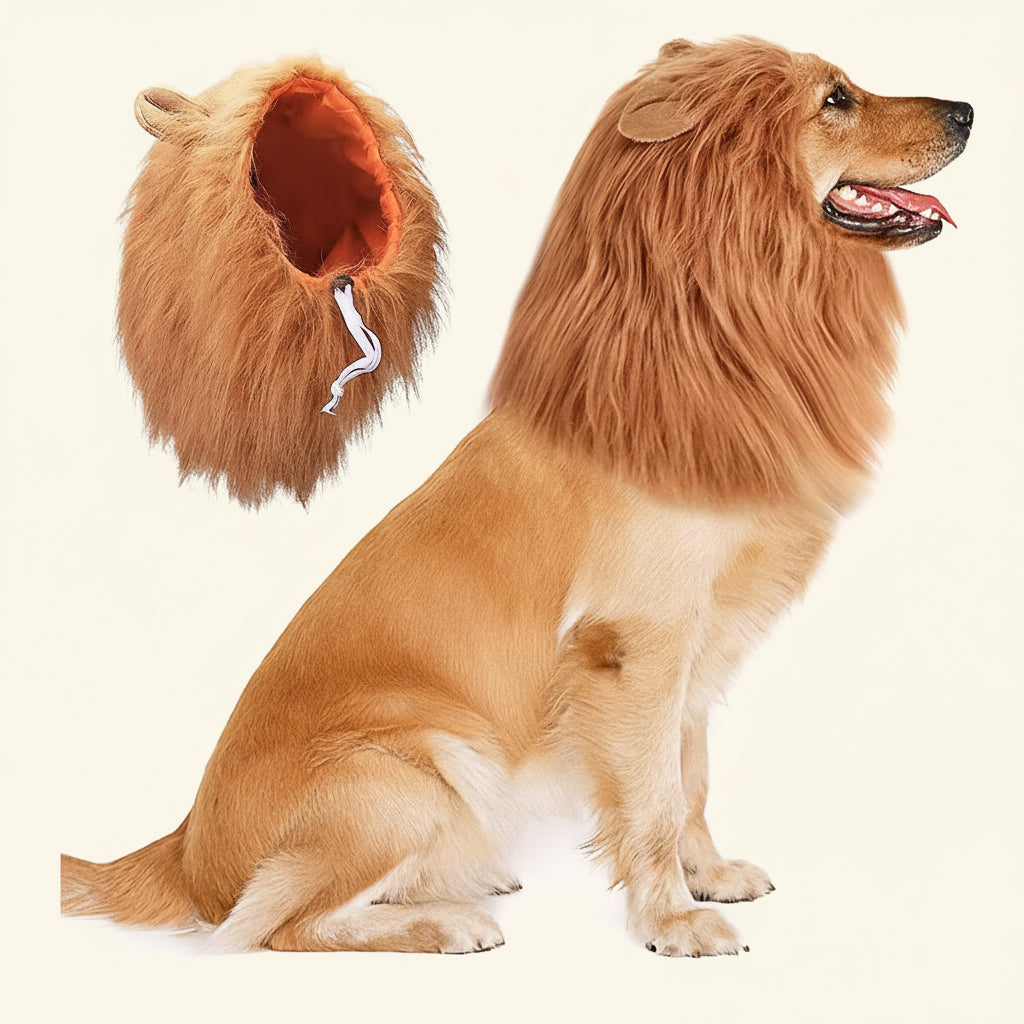 Cute Pet Dog Cosplay Clothes Lion Mane for Dog Costumes Realistic Lion Wig for Medium to Large Dogs with Ear Pet Accessories