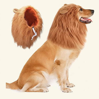 Cute Pet Dog Cosplay Clothes Lion Mane for Dog Costumes Realistic Lion Wig for Medium to Large Dogs with Ear Pet Accessories