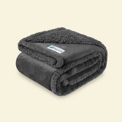 Waterproof Dog Blanket for Large Dog Pet, 90X90 Queen, Dark Grey | 460 GSM Sherpa Fleece Reversible, Pee Proof Cat Blanket, Furniture Protector Cover for Bed Sofa Kennel, Washable, Queen Size