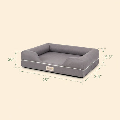 Orthopedic Dog Bed, Memory Foam Pet Sofa, Calming Dog Couch, Water Resistant Pet Bed, Washable Cover, Non-Slip Bottom, Chester, Cocoa Brown, 25" X 20" X 5.5"
