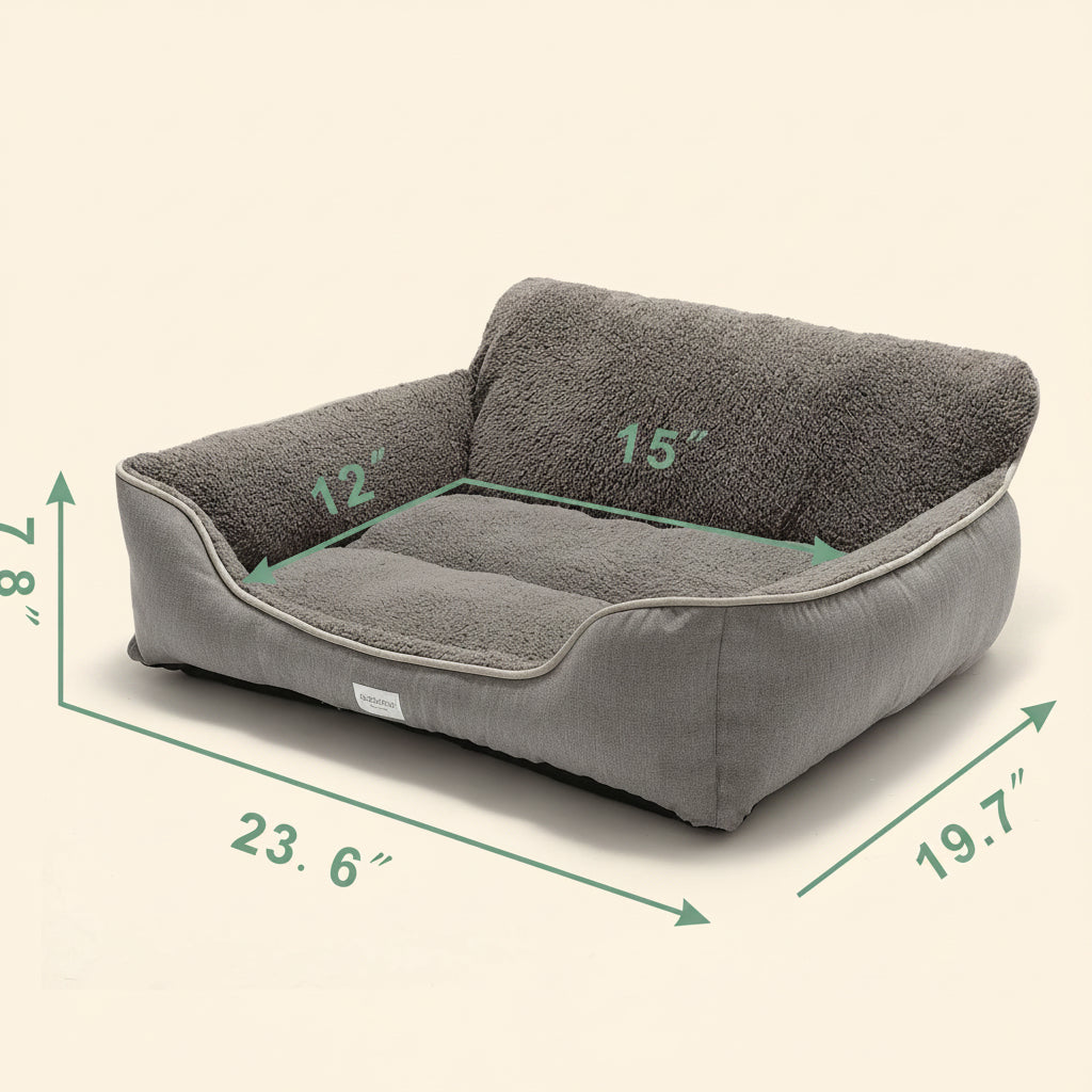 Rectangle Dog Bed Dog Beds for Small Dog Medium Dog Large Dog Washable Sleep Warm Dog Bed with Anti-Slip Bottom (Medium, Grey)