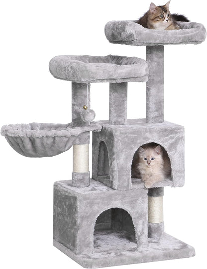Cat Tree Tower Sisal Scratching Post Cat Condos Climbing Perch with Basket Cat House for Play Kitty Activity Center MMJ51L