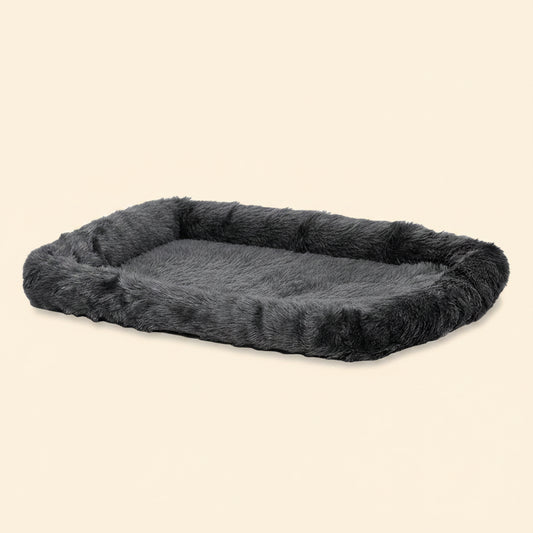 Midwest Homes for Pets Dog Bed - Gray Faux Fur Bolster, Ultra-Soft and Machine Washable, Fits 24-Inch Crates and Carriers, for Small Dogs and Cats