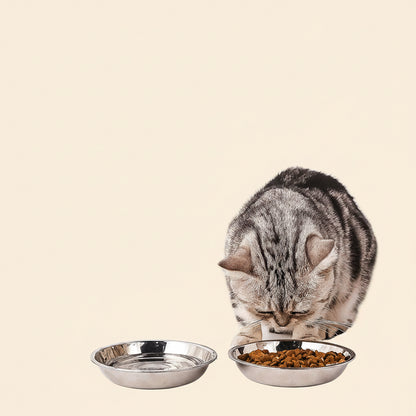 Stainless Steel Shallow Cat Food Bowl 6.5 Inch, Small Whisker Fatigue Cat Food Dish 15.2 Fl.Oz, Replacement Basic Kitten Bowls Bulk for Elevated Stand, Dishwasher Safe (Set of 4)